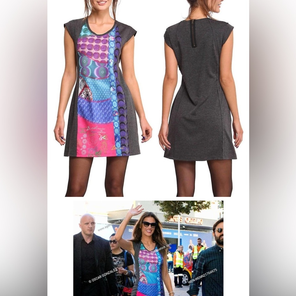 Desigual Patchwork Print Color Block Sarai Shift Dress